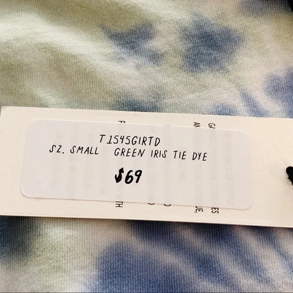 NWT DAYDREAMER 100% Cotton Green Iris Tie Dye Boxy Crop Tee Top Size Small - Picture 10 of 15